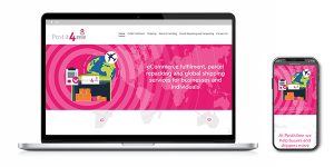 Image of the Post it 4 Me website in a laptop & mobile phone vector, that Squiggles Graphics - a design agency in Langport, Somerset, proudly designed.
